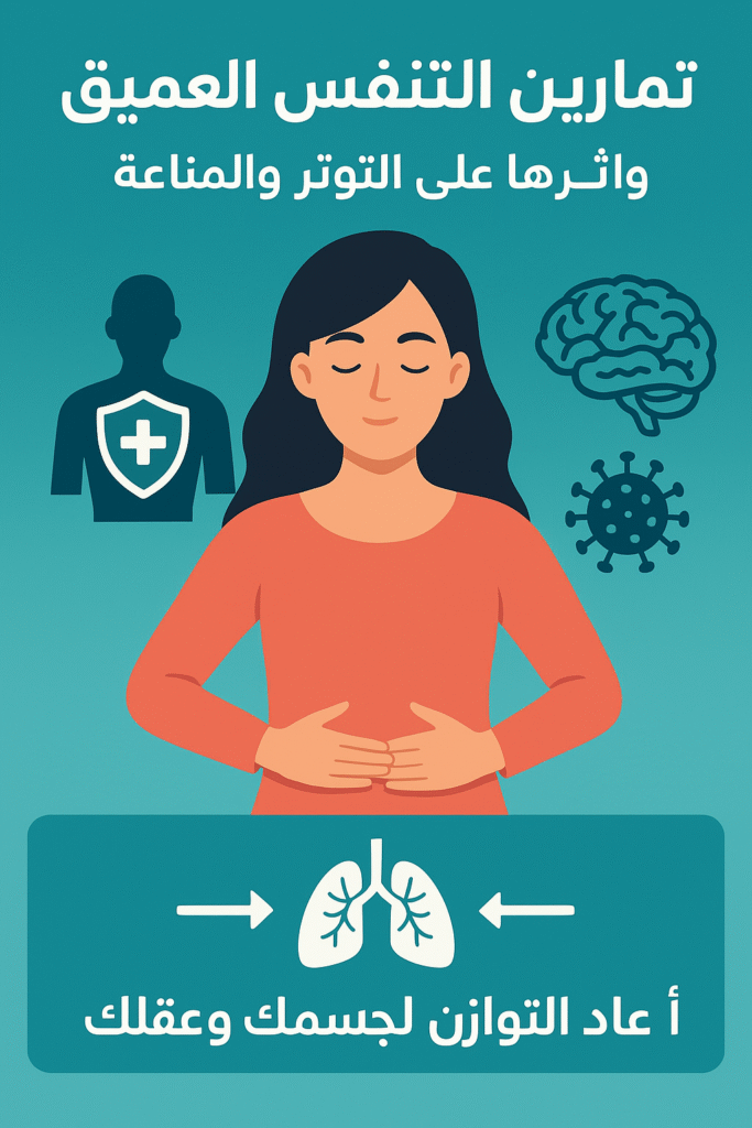 شخص يمارس تمارين التنفس العميق في جو هادئ لخفض التوتر وتعزيز المناعة الطبيعية للجسم.